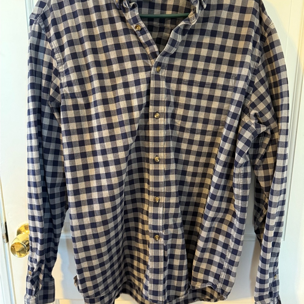 Old Navy Navy and Grey Plaid Button Down Shirt